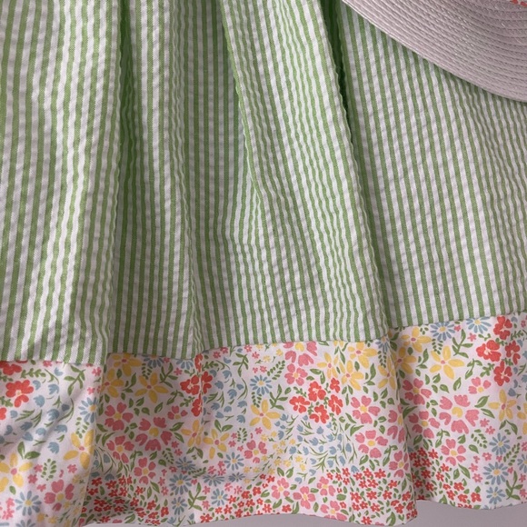 Iris & Ivy Girl's 2-Piece Striped Seersucker Dress & Hat Set - Picture 3 of 8